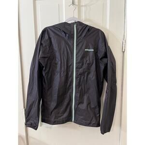 Patagonia Men’s Alpine Houdini Jacket black and teal small raincoat lightweight